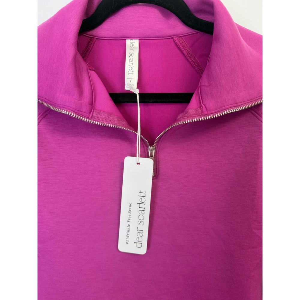 Dear Scarlett Womens Magenta Quarter Zip Pullover Sweatshirt‎ TRV-HAMPTONS Small - Picture 6 of 12